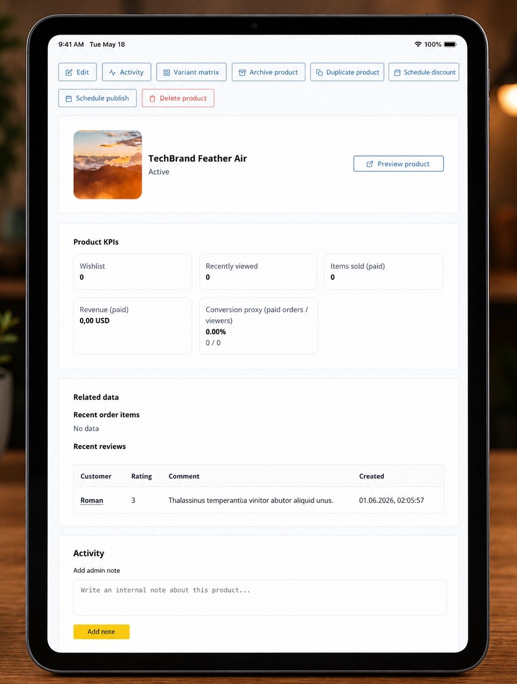 Admin review and session protection screenshot