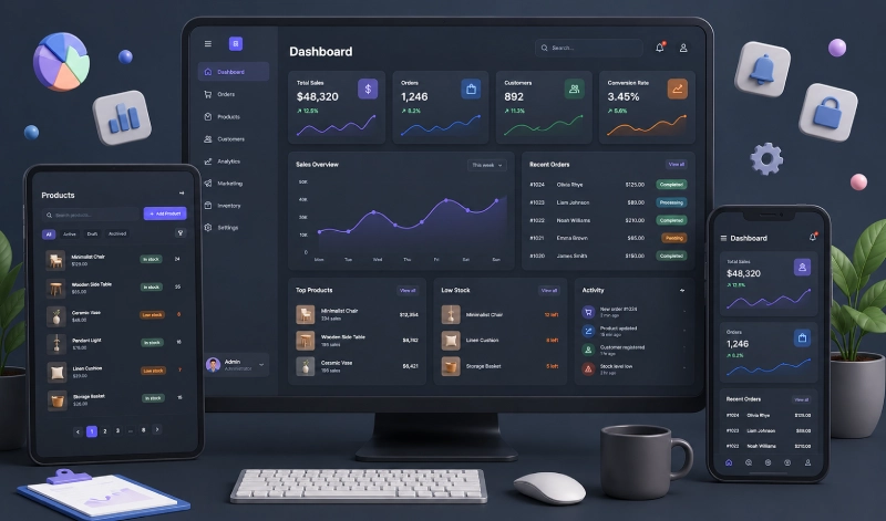 Admin dashboard interface preview