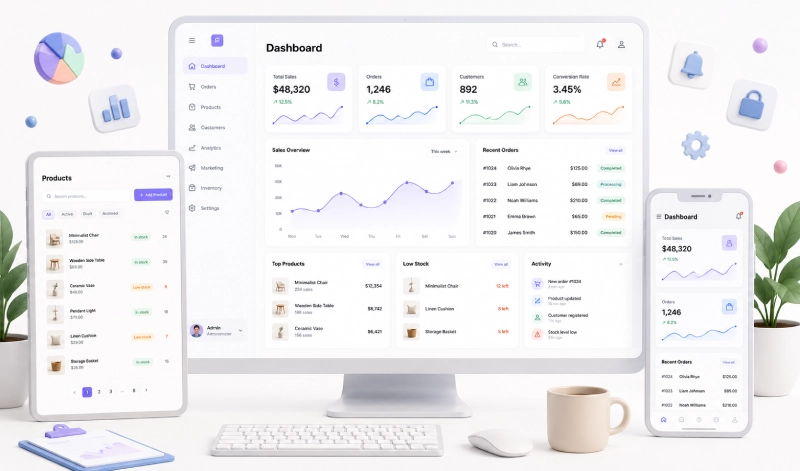 Admin dashboard interface preview