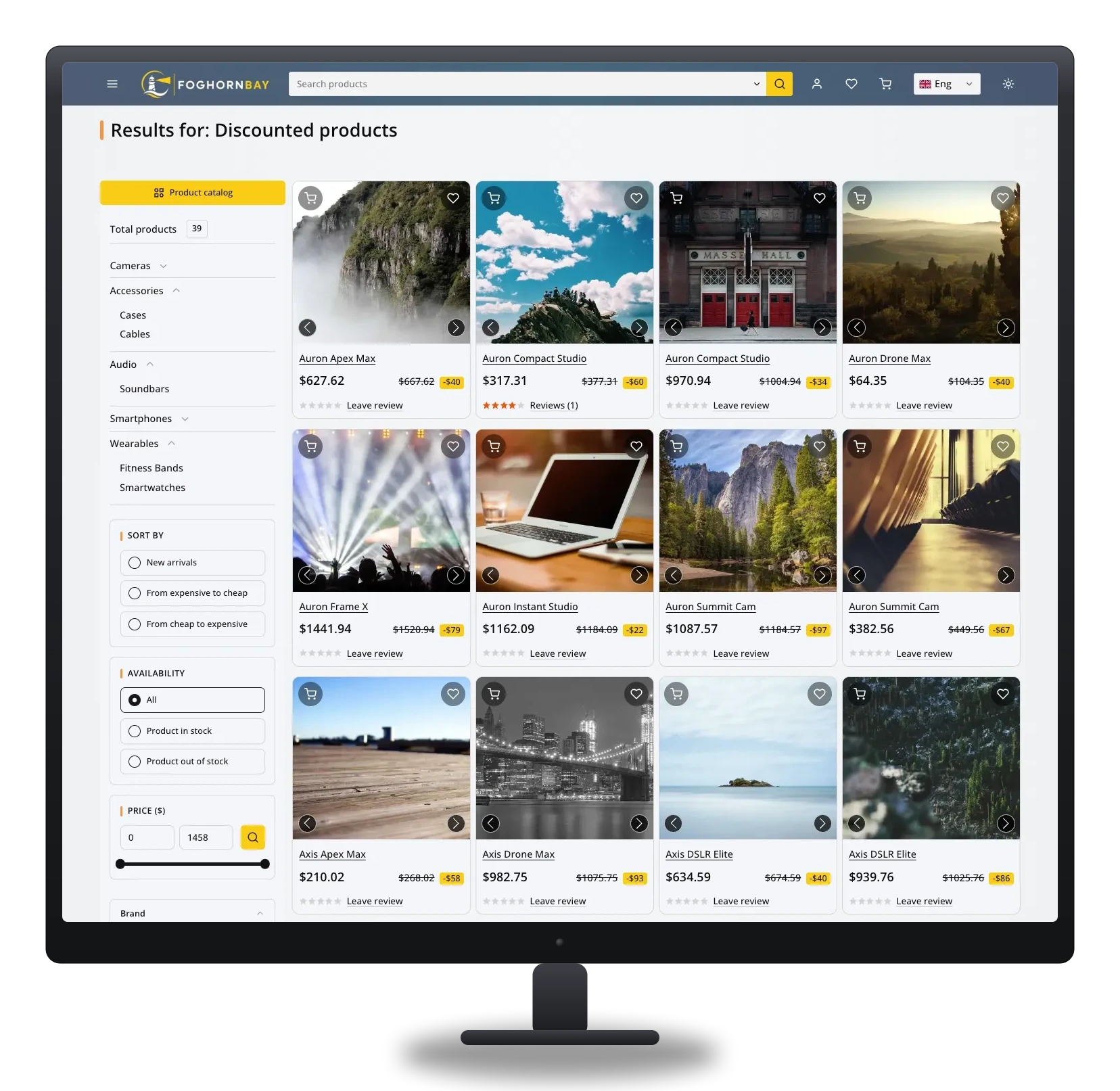 Desktop online store search results preview